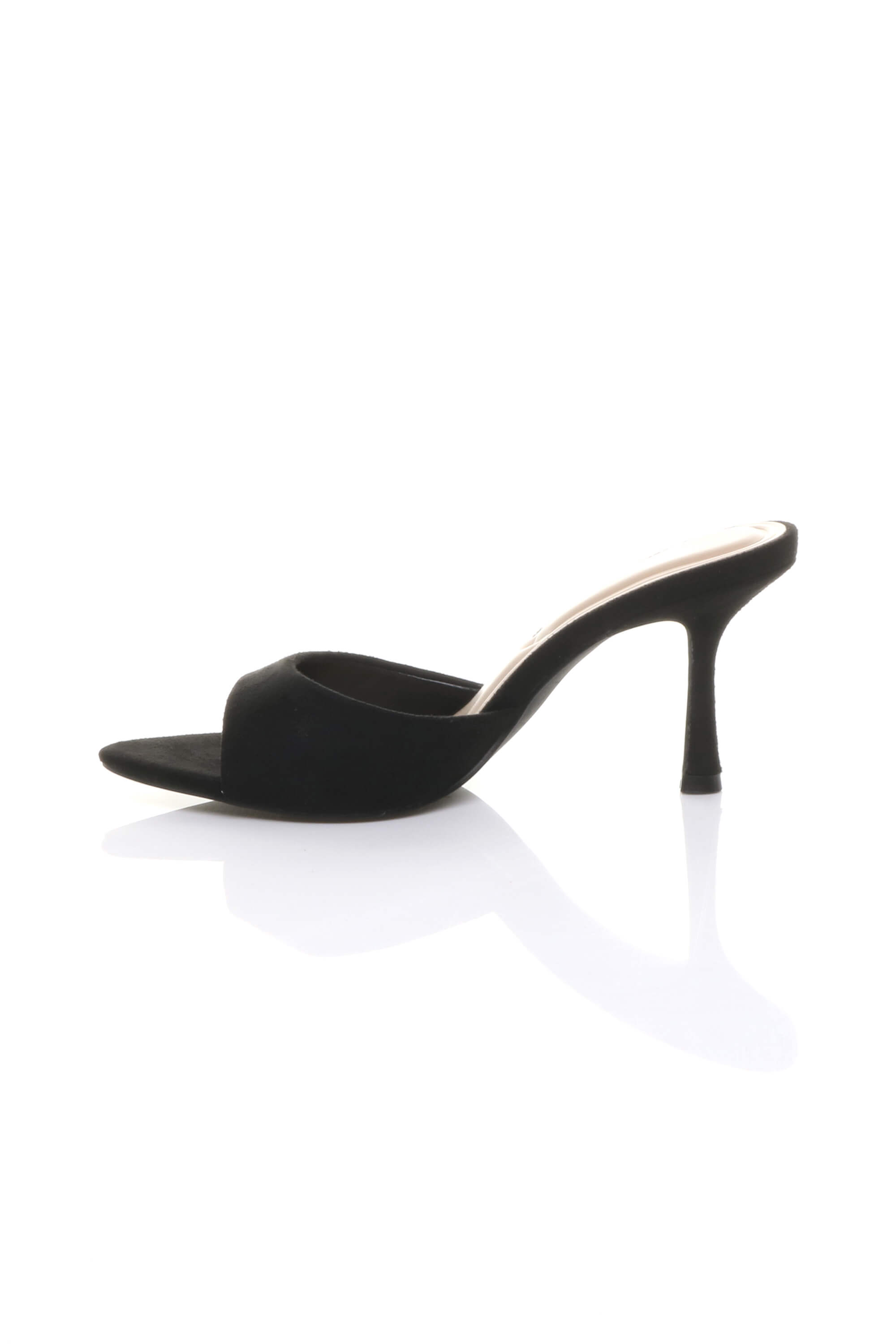 Black High Heel Pointed Peep Toe Sandals Mules, Image 3 of 4