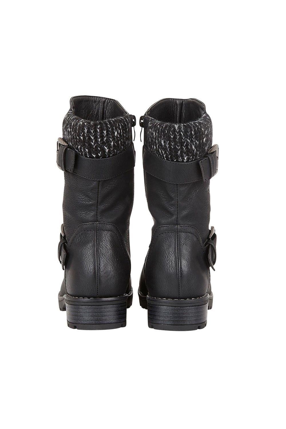 Black Jemima Low Block Heel Biker Boots, Image 2 of 7