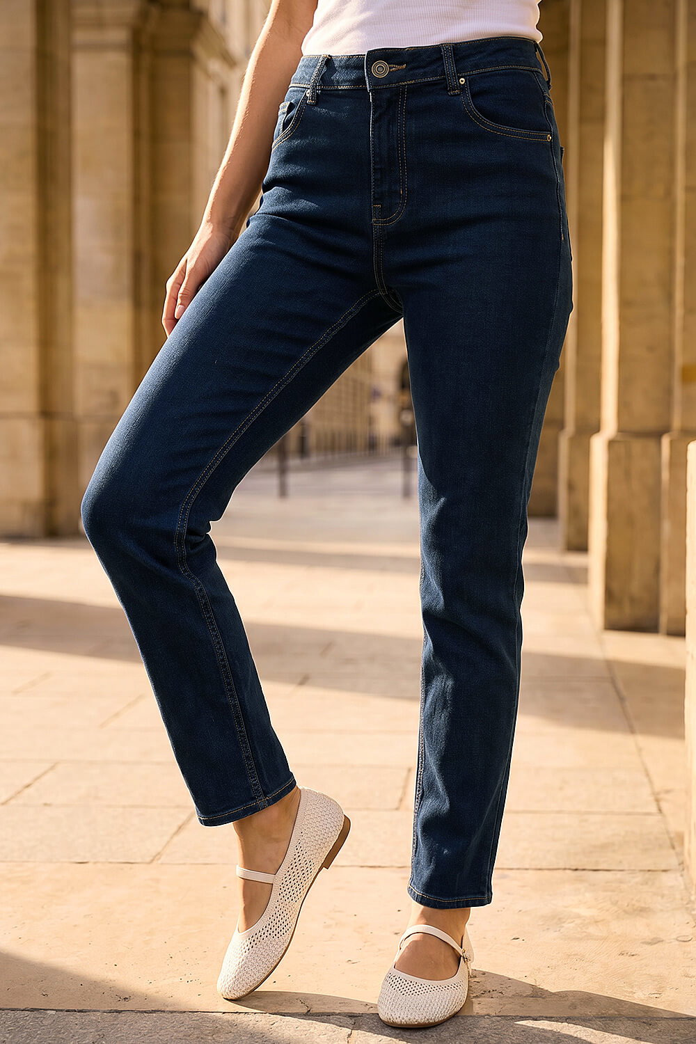 Indigo Slim Leg Stretch Jeans, Image 3 of 4