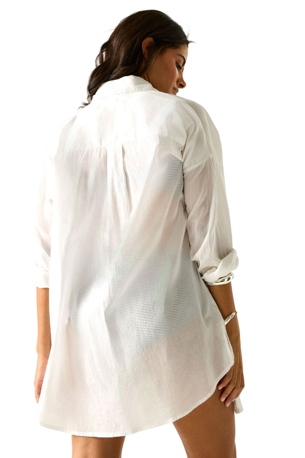 White Prena Cover Up Plain Beach Shirt, Image 5 of 5
