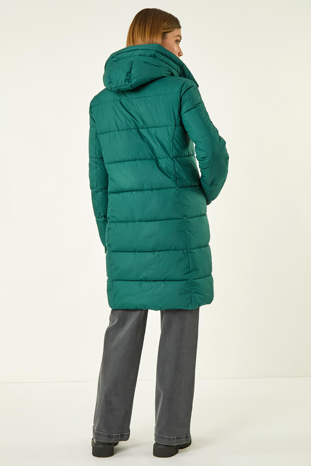 Forest  Longline Padded Hooded Coat, Image 4 of 5