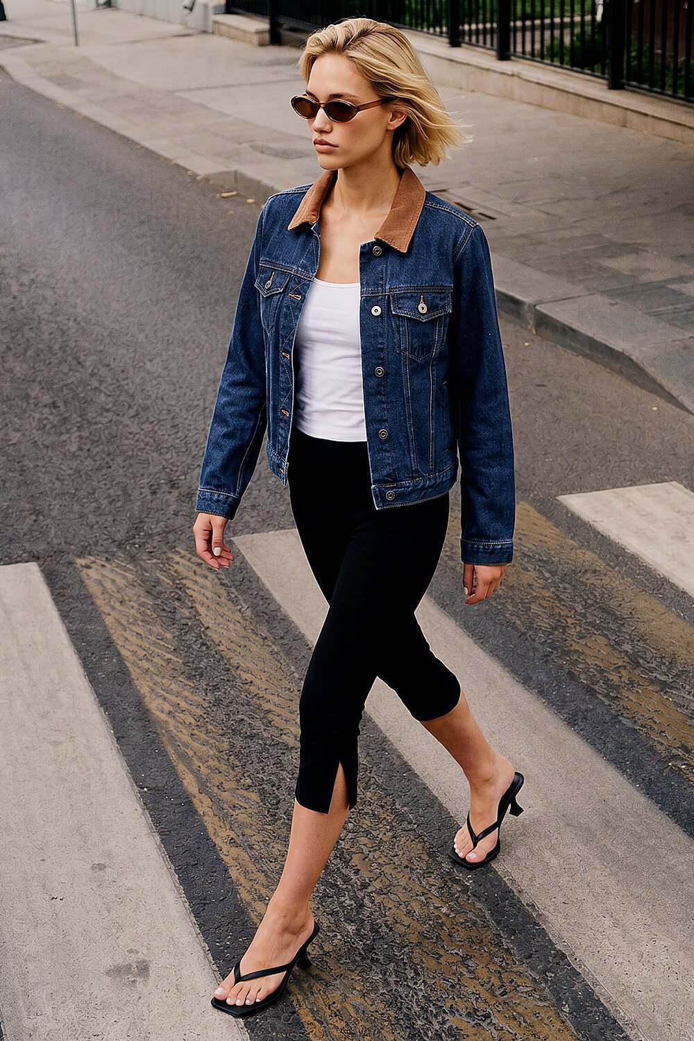 Indigo Cord Collar Denim Jacket, Image 3 of 4