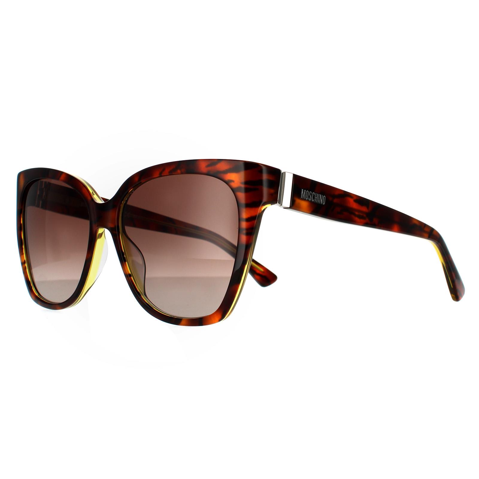 Brown Moschino Brown Square Havana Yellow Brown Gradient Sunglasses, Image 2 of 4