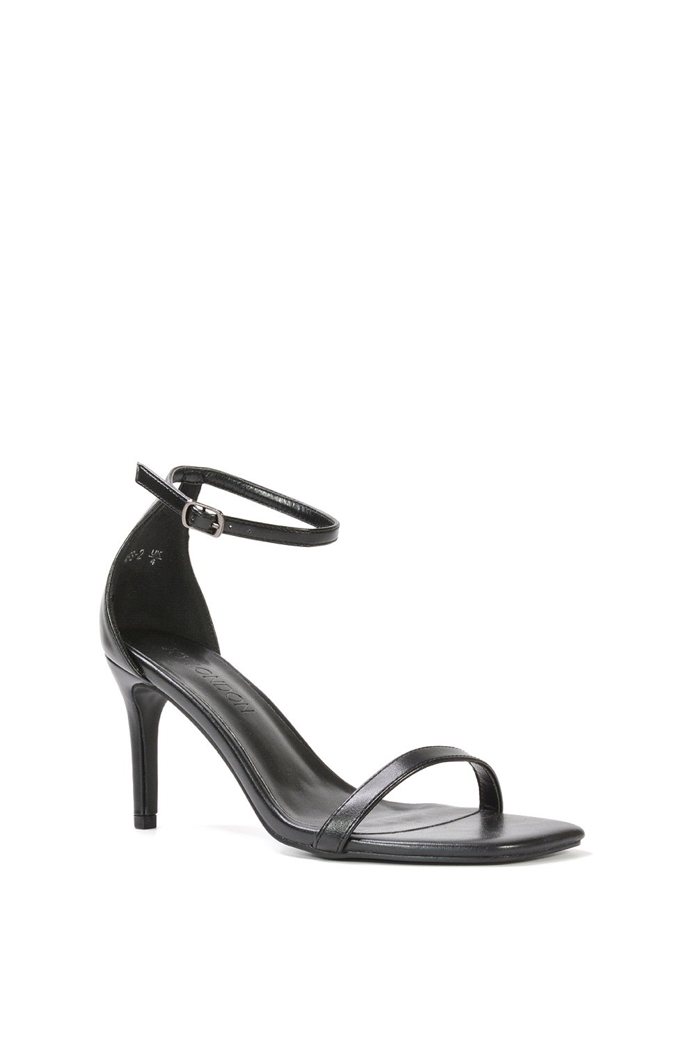 Black XY LONDON Black 'Emma' Strappy Stiletto High Heels With Ankle Strap, Image 2 of 6