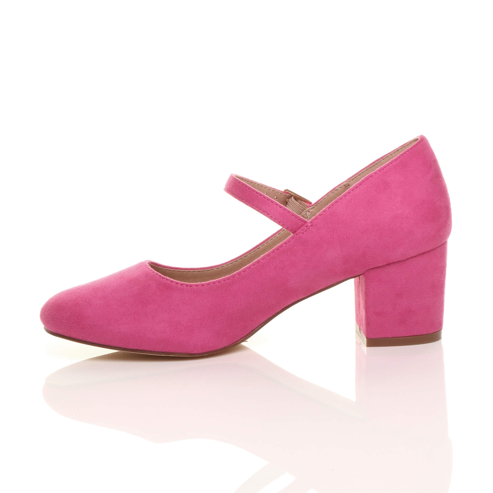 Fuchsia AJVANI Fuchsia Mid Block Heel Mary Jane Court Shoes, Image 3 of 6