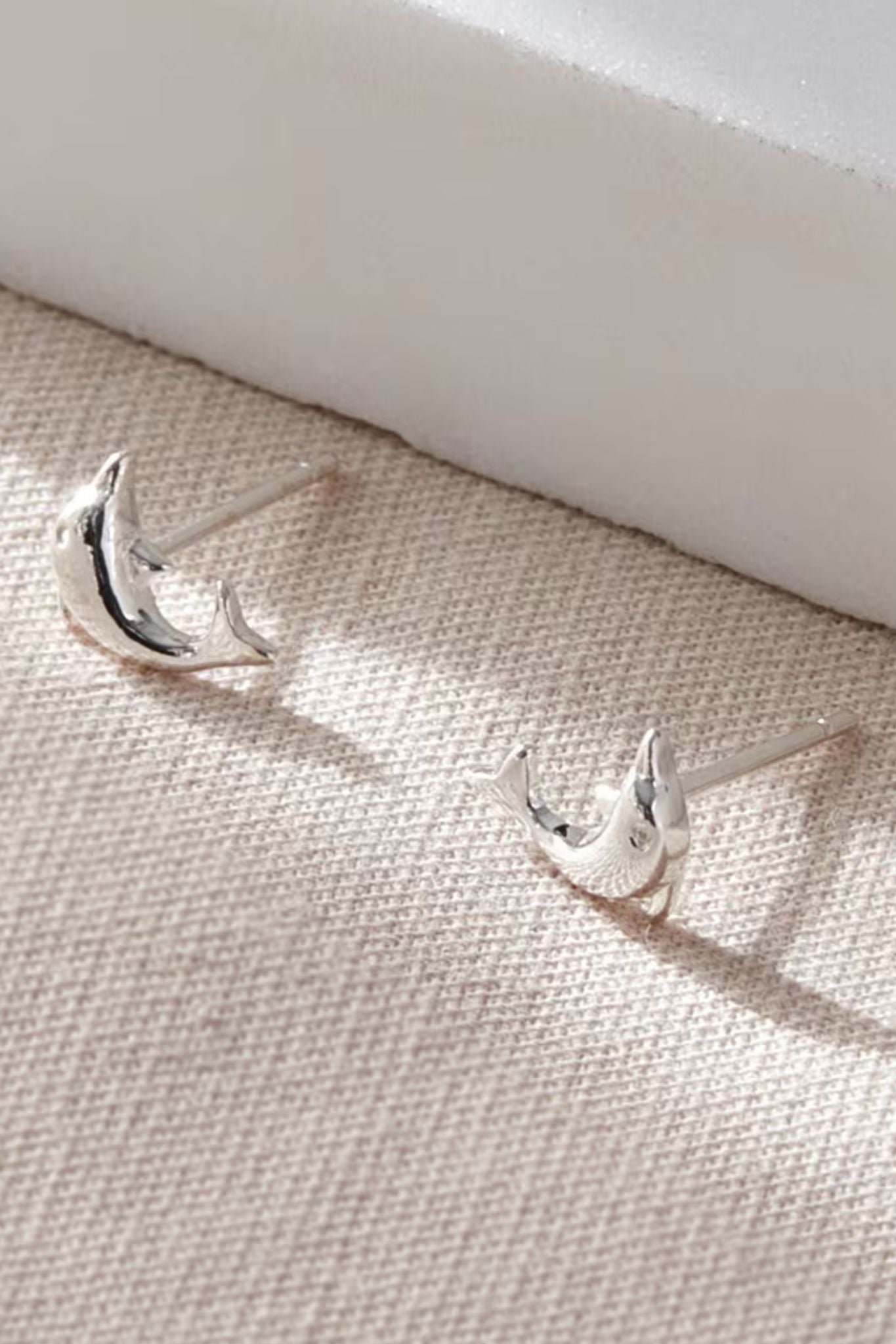 Silver Sterling Silver Dolphin Stud Earrings, Image 2 of 3