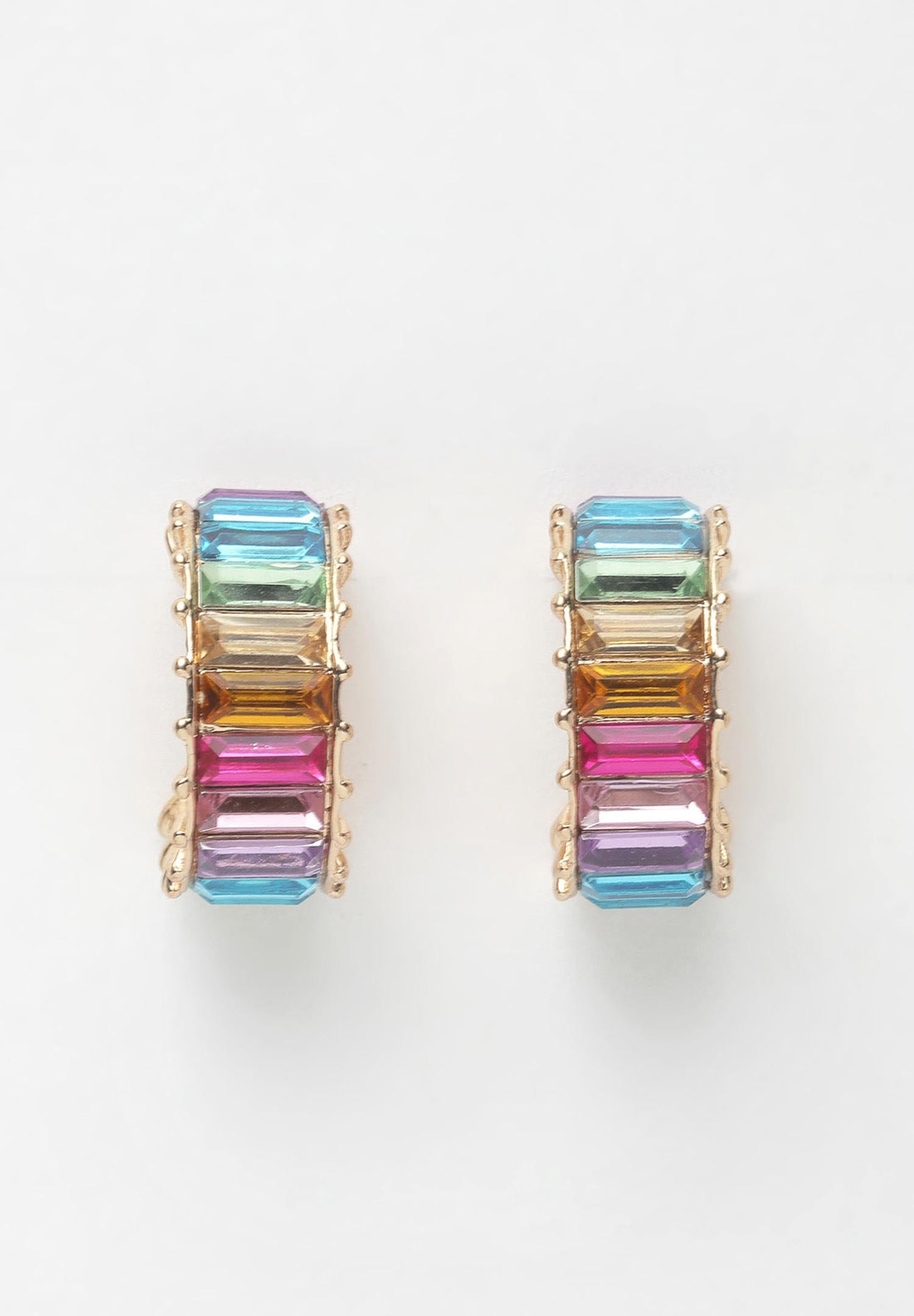 Multi Multicolored Crystals Earrings