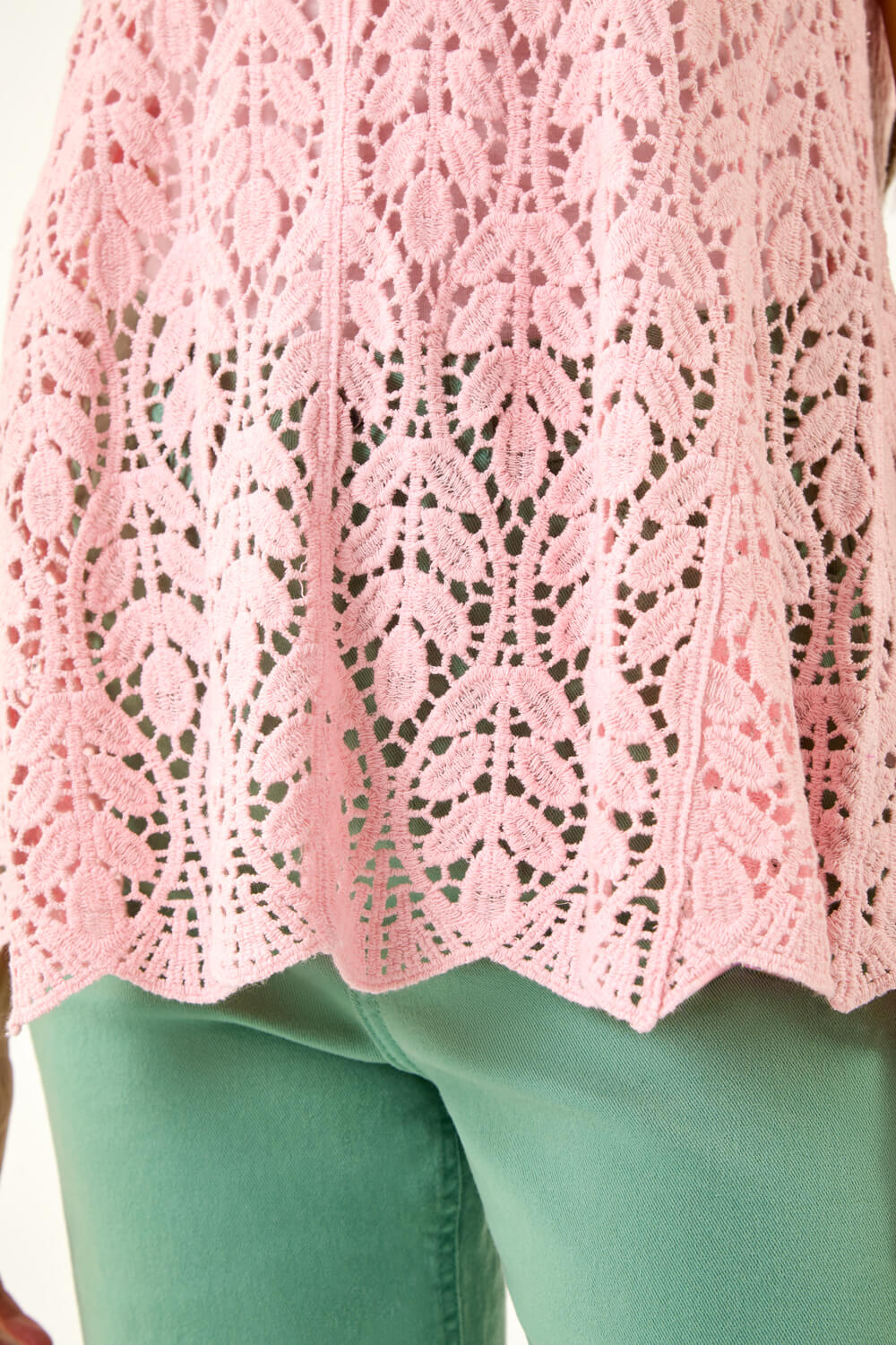 Light Pink Crochet Knit Vest Top, Image 7 of 6