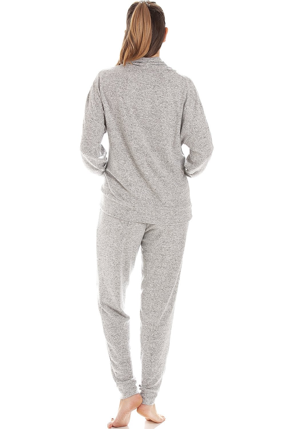 Light Grey Comfy Fit Marl Hacci Pyjama set, Image 2 of 5