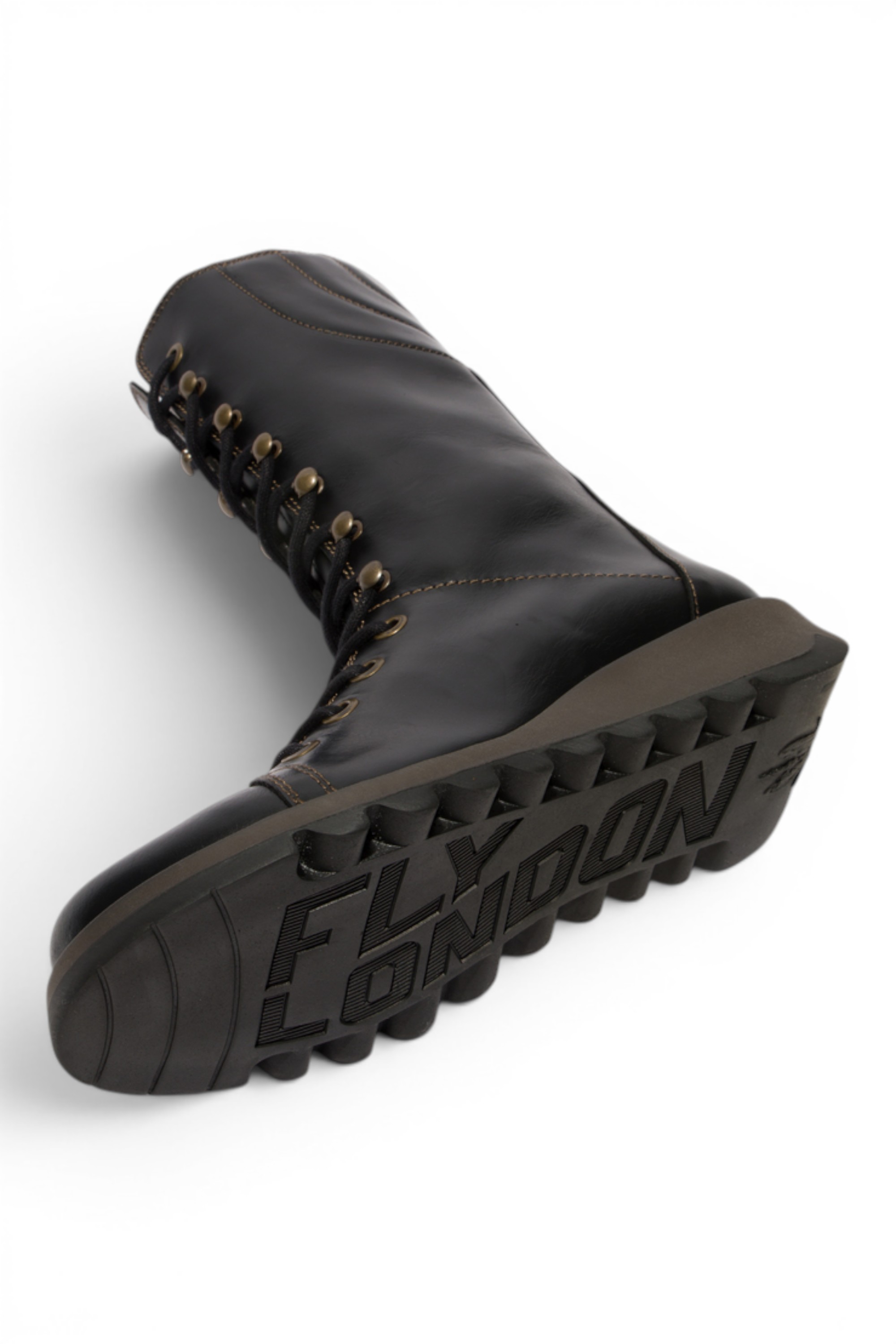 Black Womens Leather Ankle Boots-STER767, Image 5 of 5