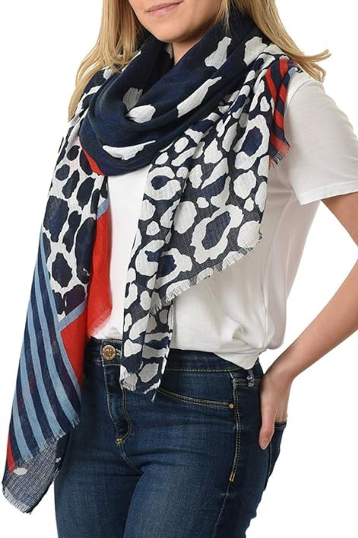 Blue Sarta Blue Leopard Print Lightweight Scarf, Image 3 of 3