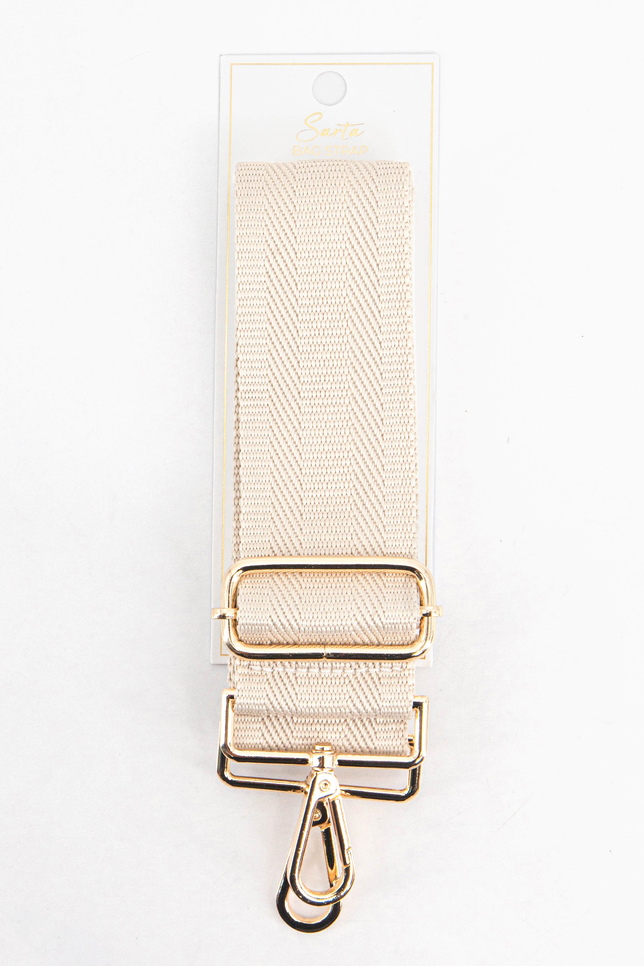 Cream Sarta Cream Plain Woven Wide Bag Strap, Image 4 of 4