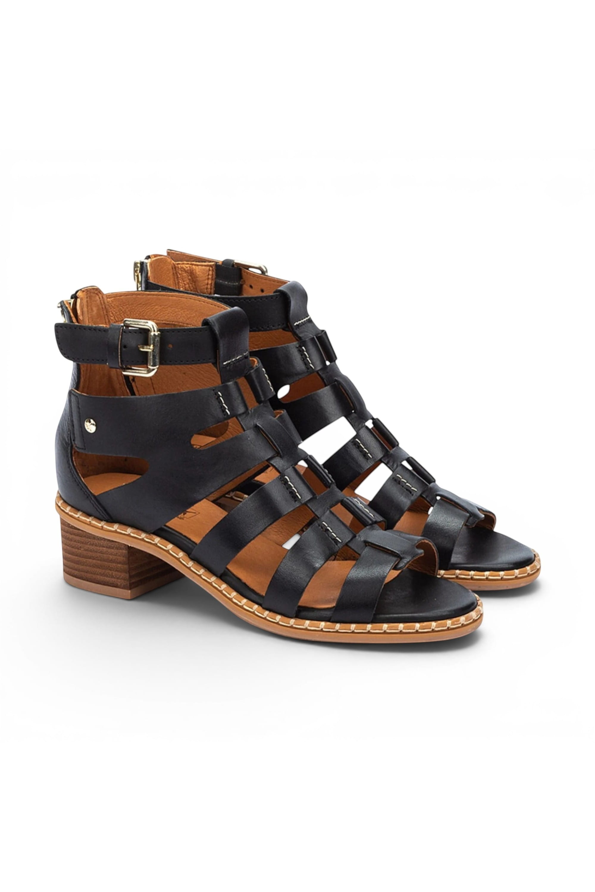 Black Womens Soft Block Heel Sandals W3H-1823, Image 4 of 8