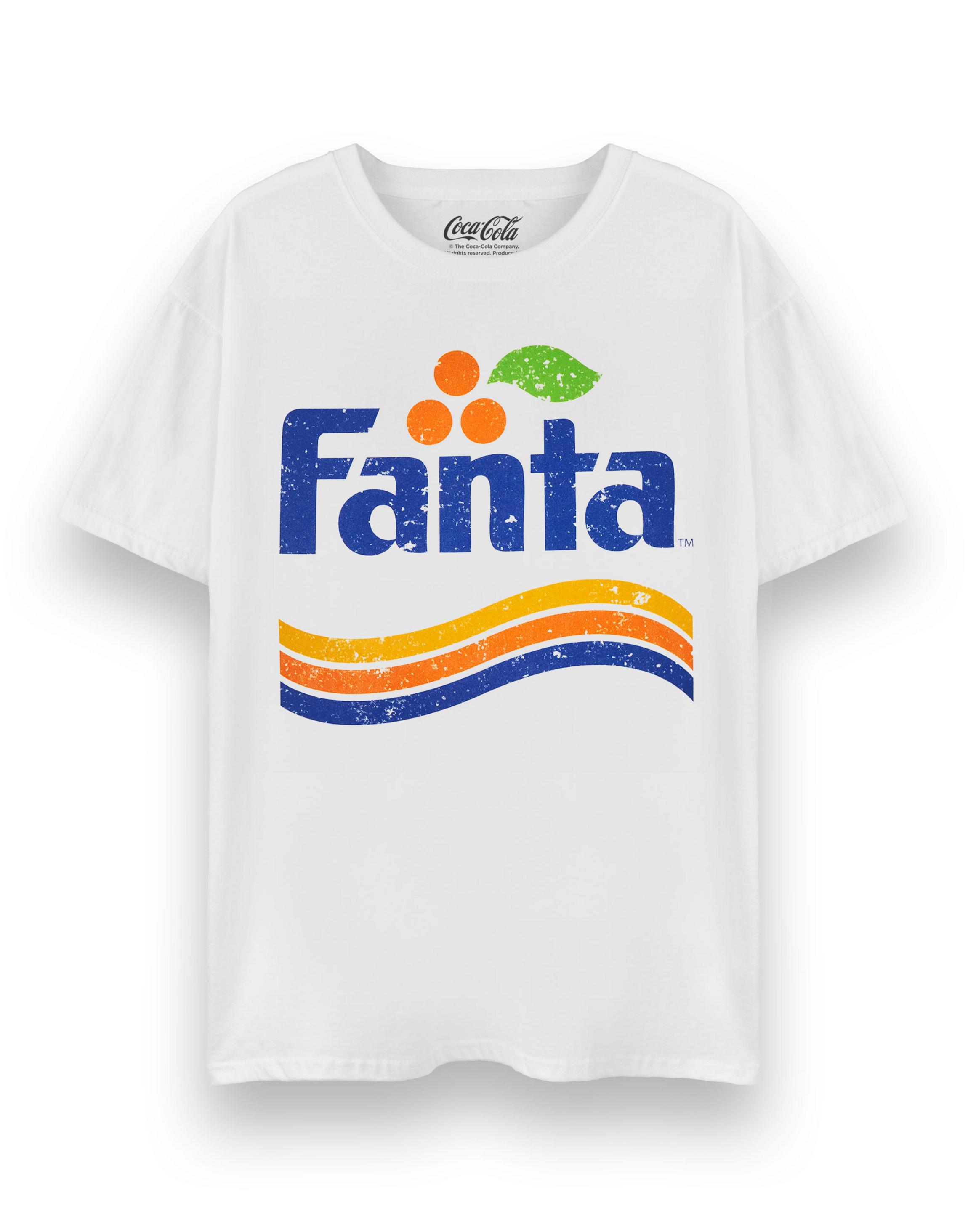 White Coca Cola Distressed Logo Fanta Small T-Shirt, Image 1 of 6