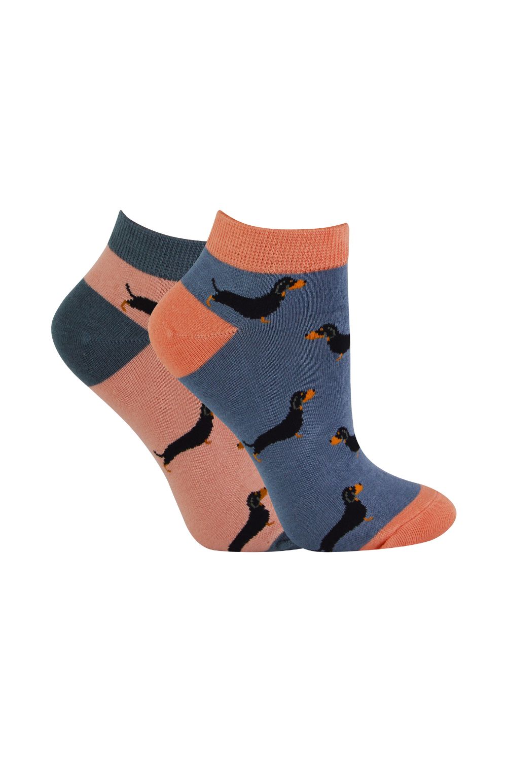 Light Blue 2 Pairs Breathable Bamboo Trainer Socks, Image 1 of 3
