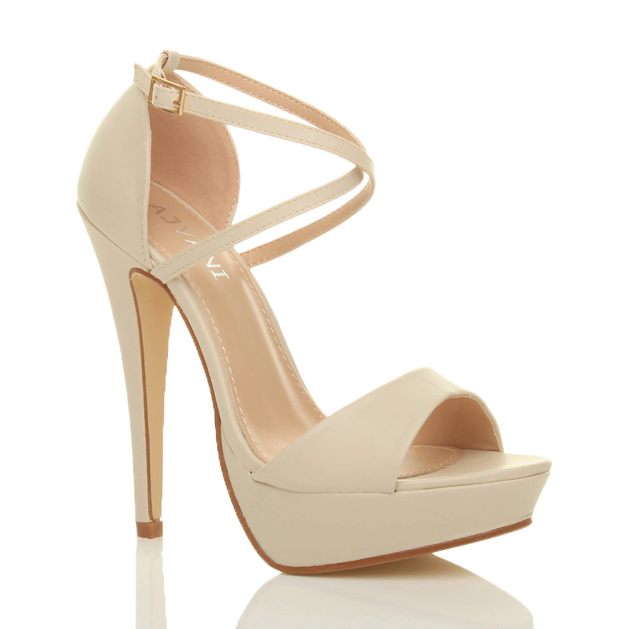 Black High Heel Crossed Straps Platform Sandals