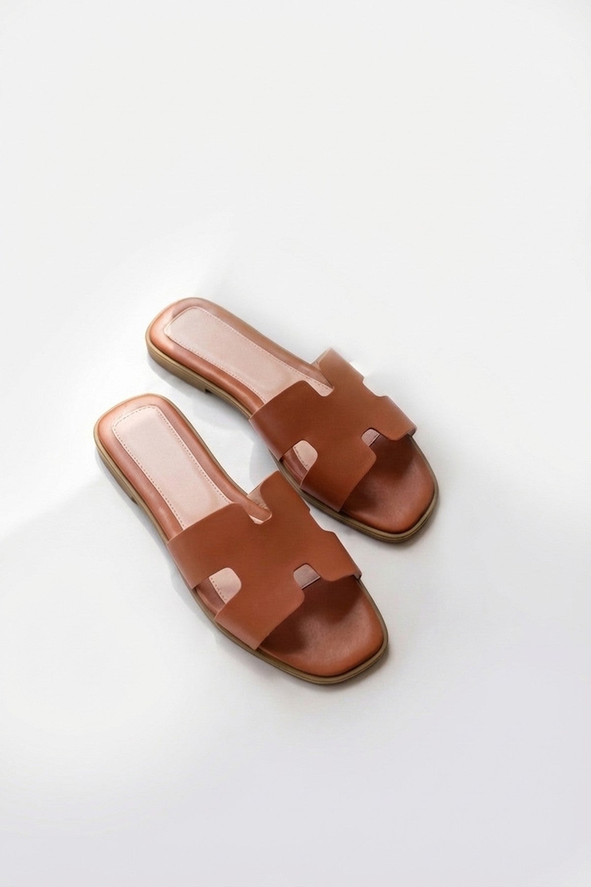 Tan iKrush Tan Aria Womens H-Strap Flat Slide Sandals, Image 3 of 8