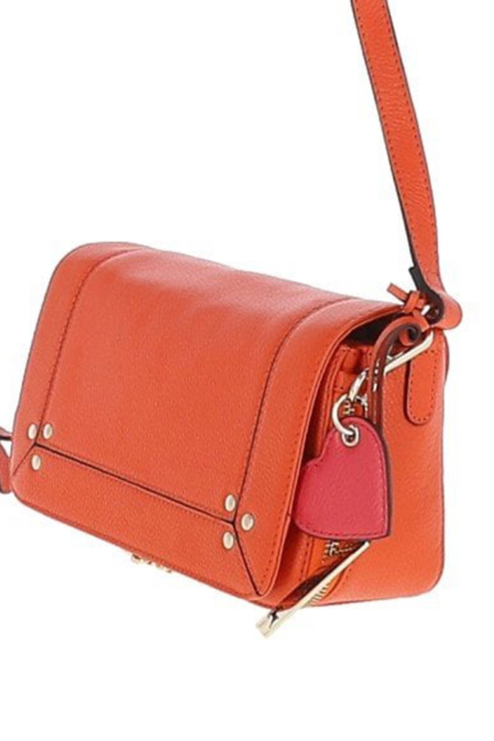 Orange 'Blossom' Flap Over Real Leather Shoulder Bag, Image 2 of 4