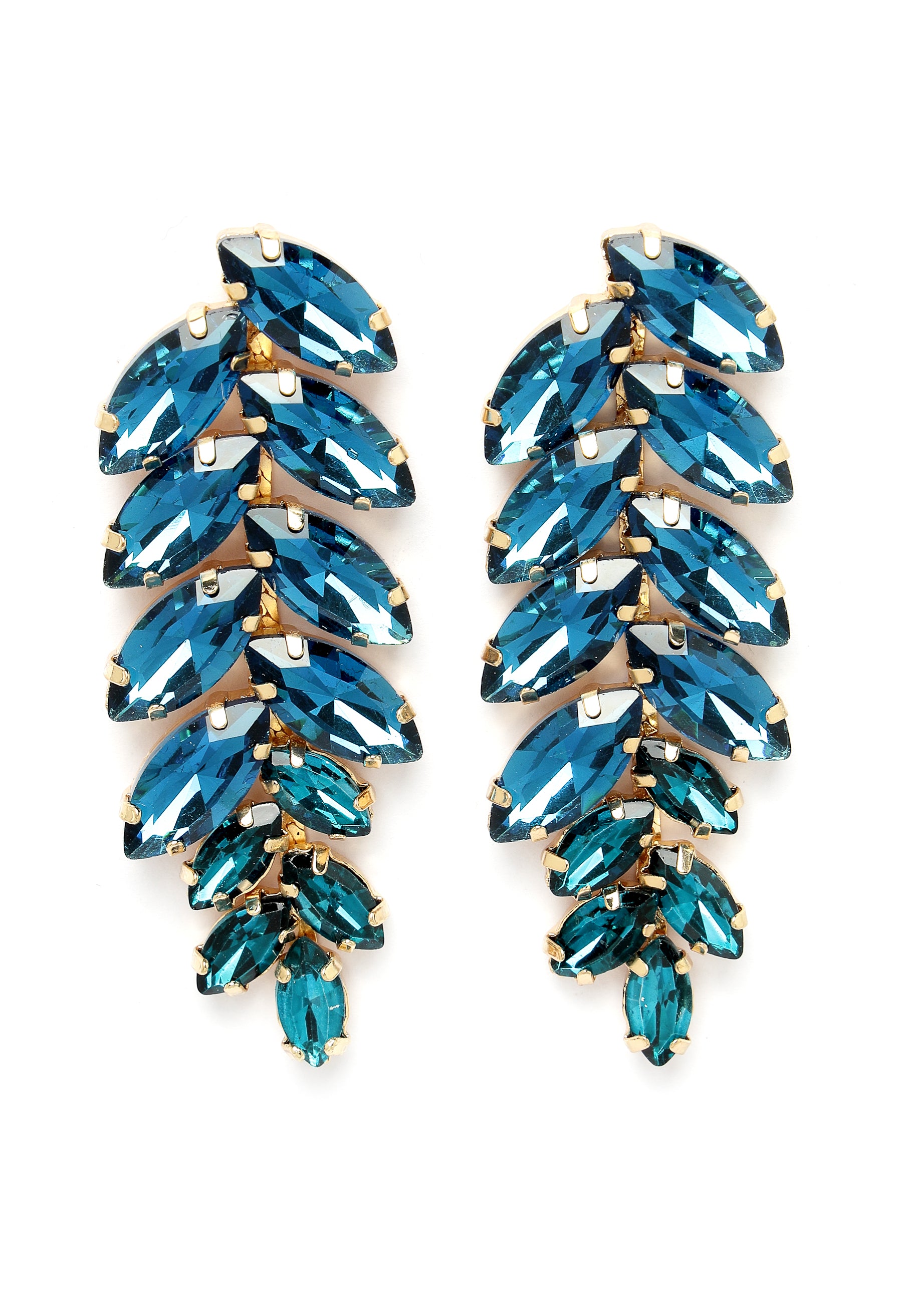 Pink Gold-Coloured Leaf-Shaped Drop Earrings
