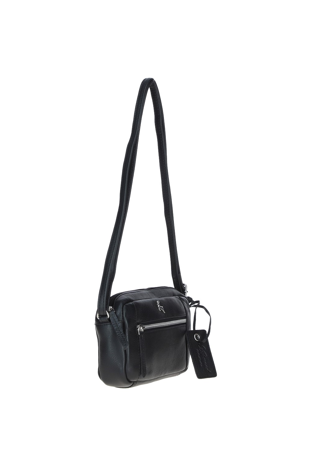 Black 'Cork' Compact Leather Crossbody Bag, Image 3 of 5