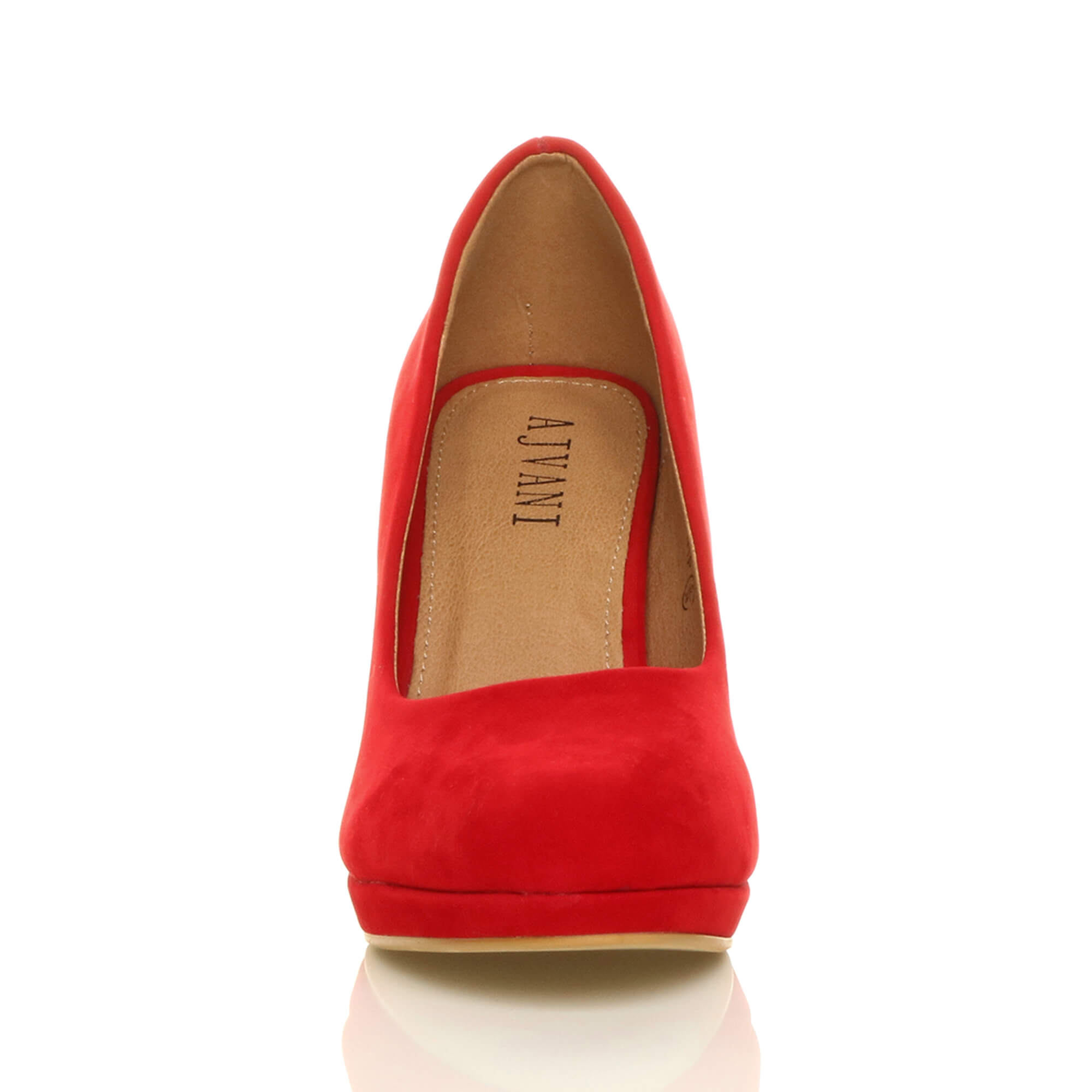 Red AJVANI Red Mid High Heel Court Shoes, Image 6 of 6