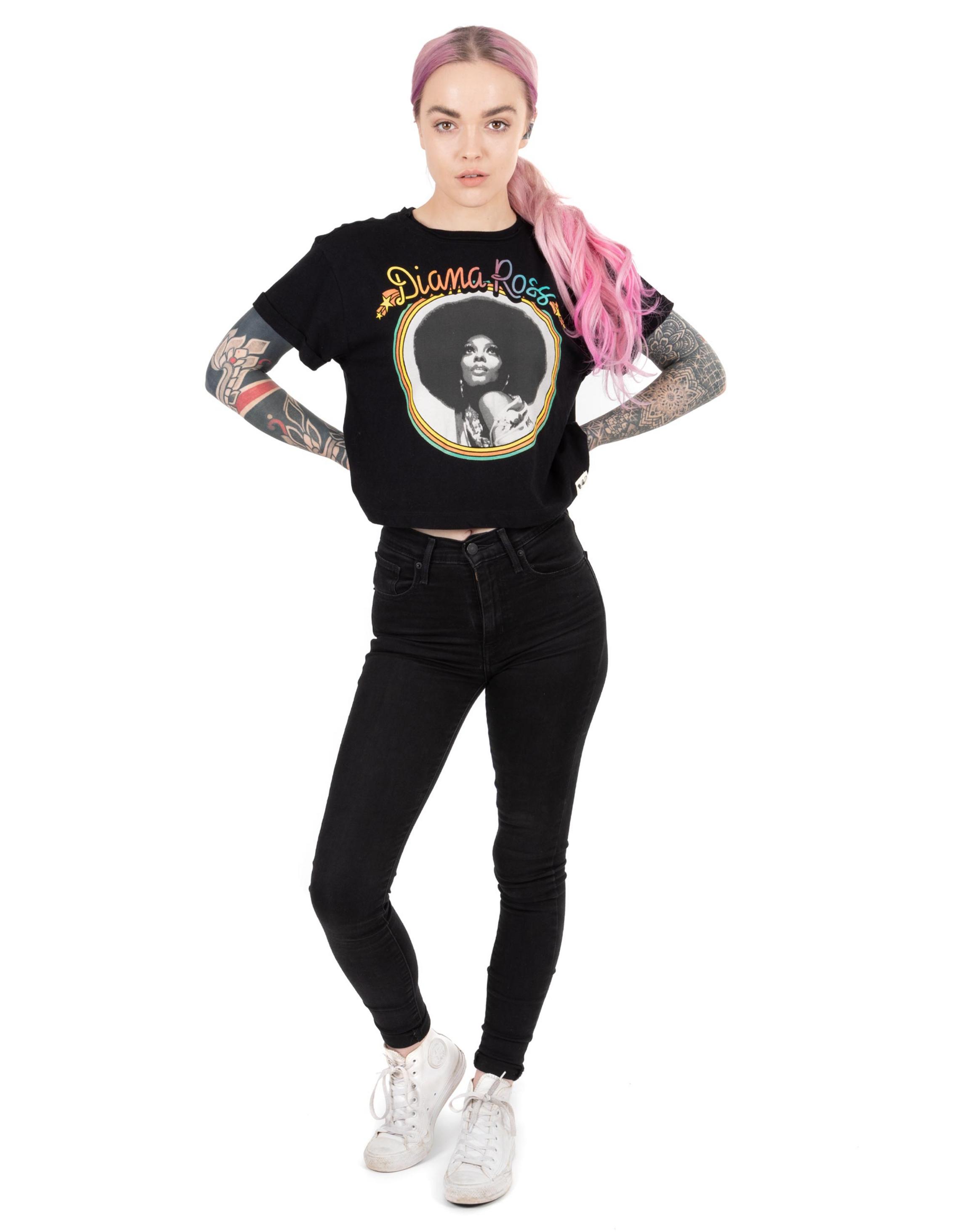 Black Diana Ross Cropped T-Shirt, Image 2 of 5