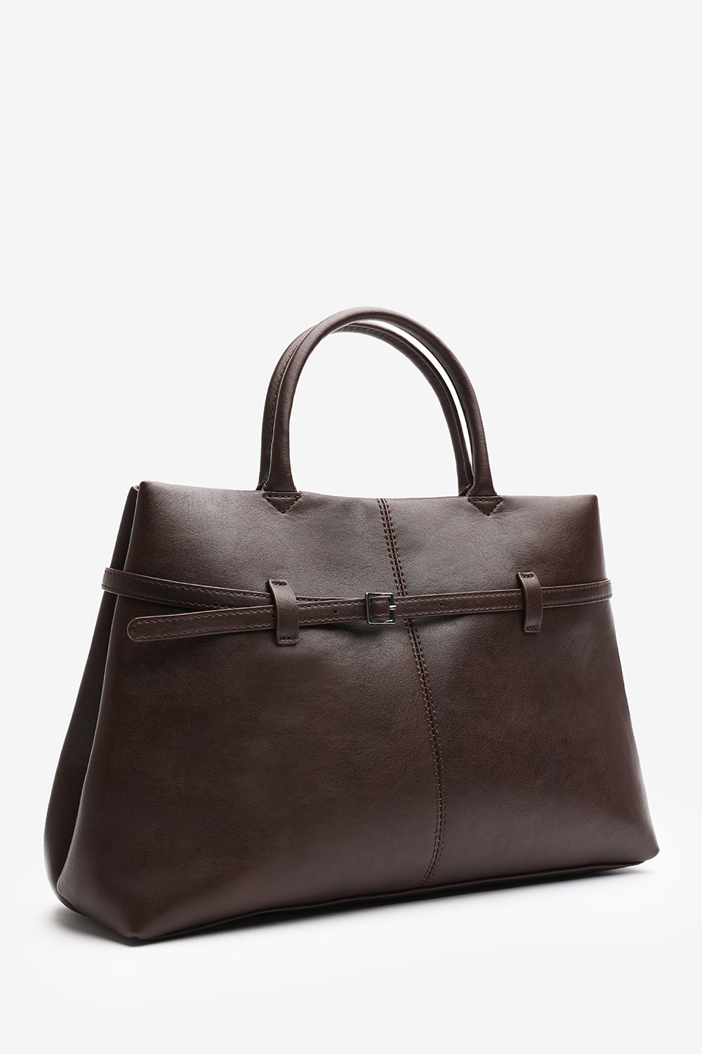 Brown Flores Luxury Structured Leather Tote Bag, Image 3 of 8