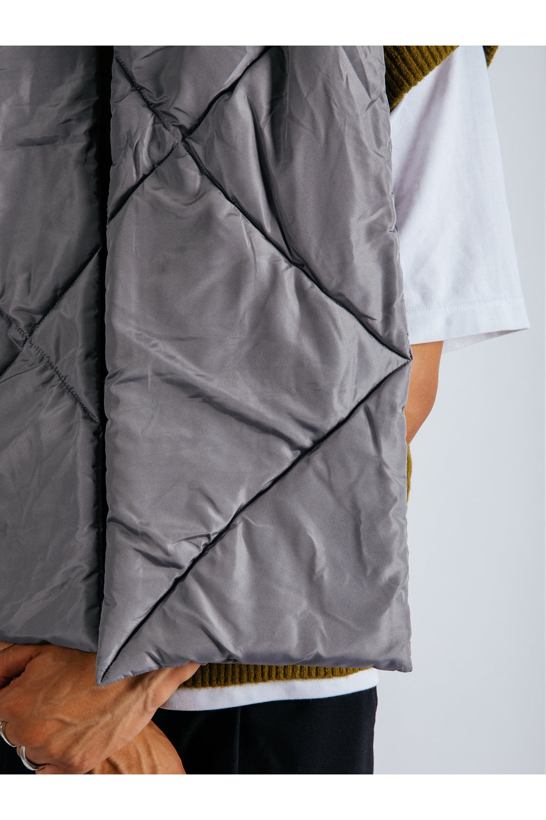 Grey SVNX Grey Puffer Scarf, Image 2 of 4