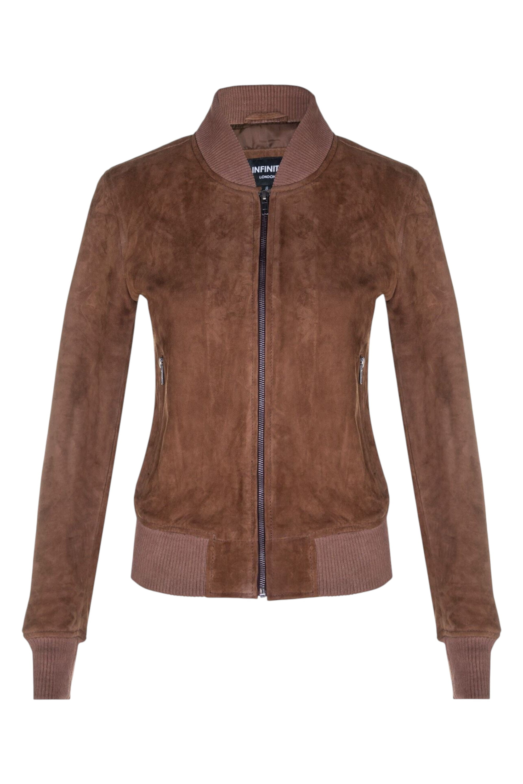 Tan MA-1 Suede Bomber Jacket - Newbury, Image 2 of 5