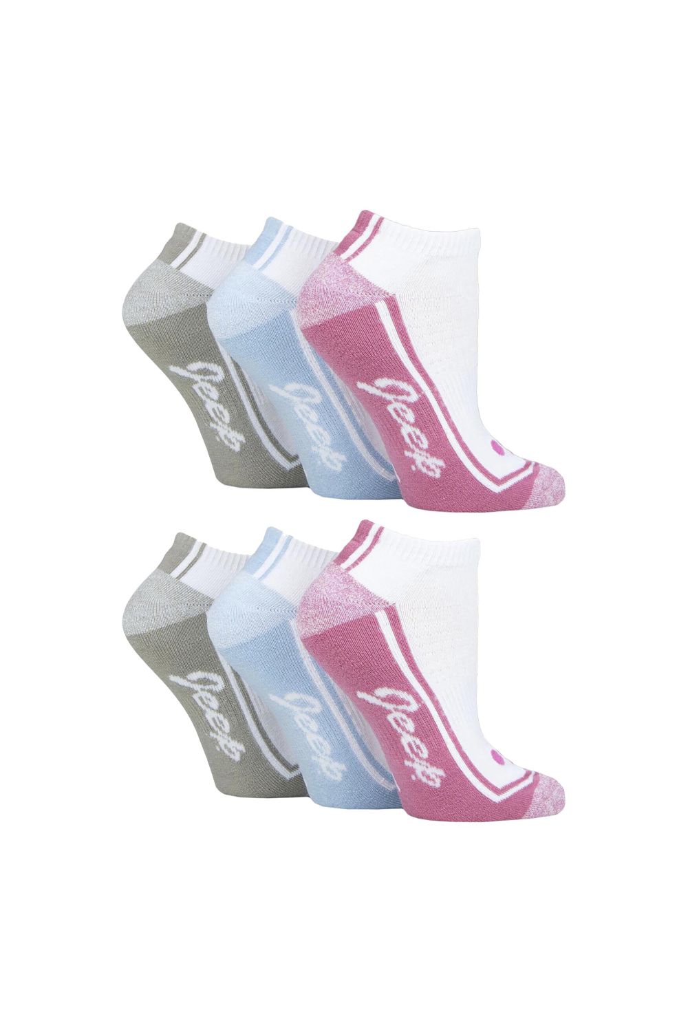 White 6 Pack Trainer Cushioned Sport Socks, Image 1 of 2