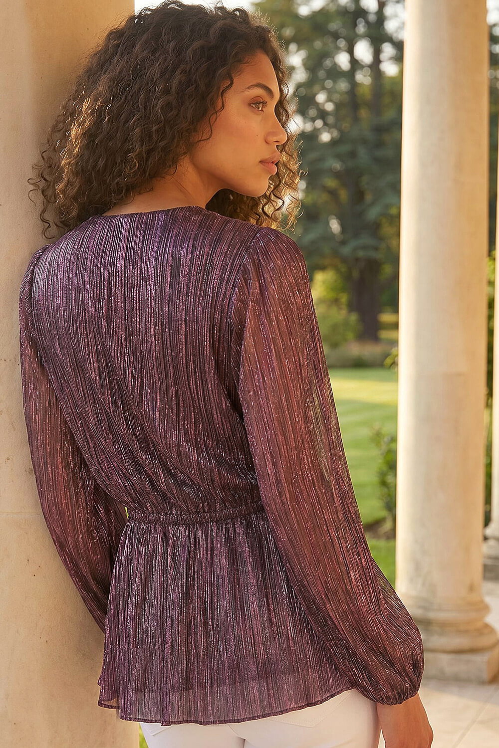 PINK Petite Shimmer Twist Stretch Top, Image 3 of 4