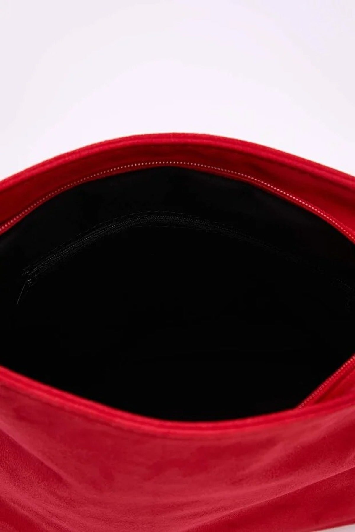 Red Soft Suede Foldover Clutch Bag, Image 3 of 4