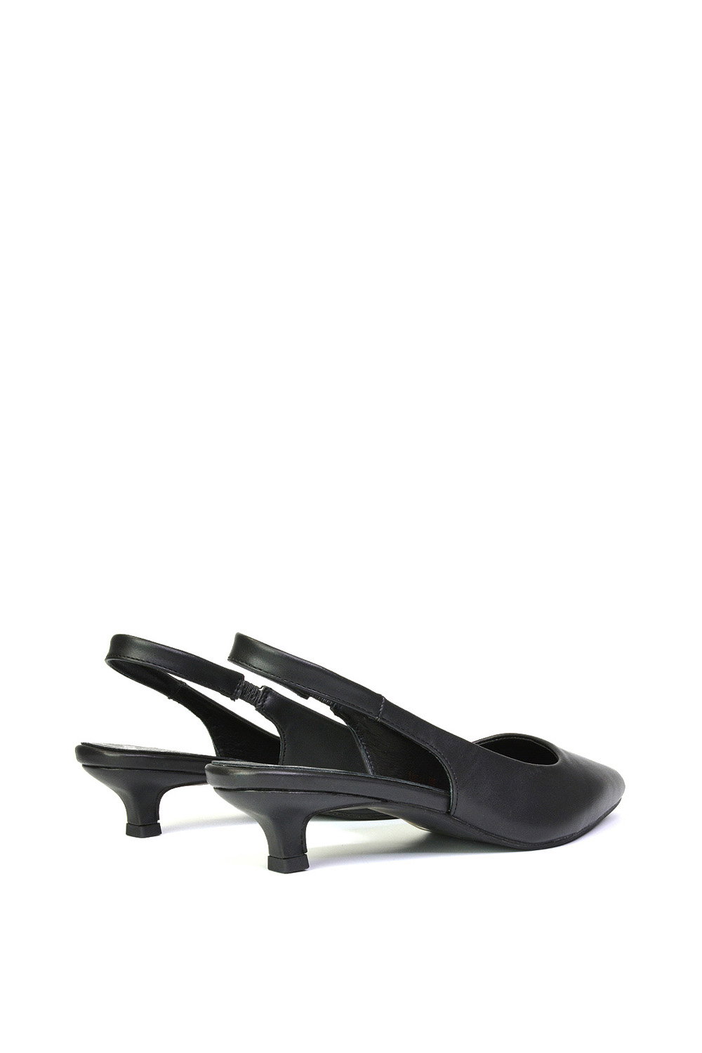 Black XY LONDON Black 'Avalone' Pointed Toe Sling Back Kitten Heel Sandals, Image 5 of 5