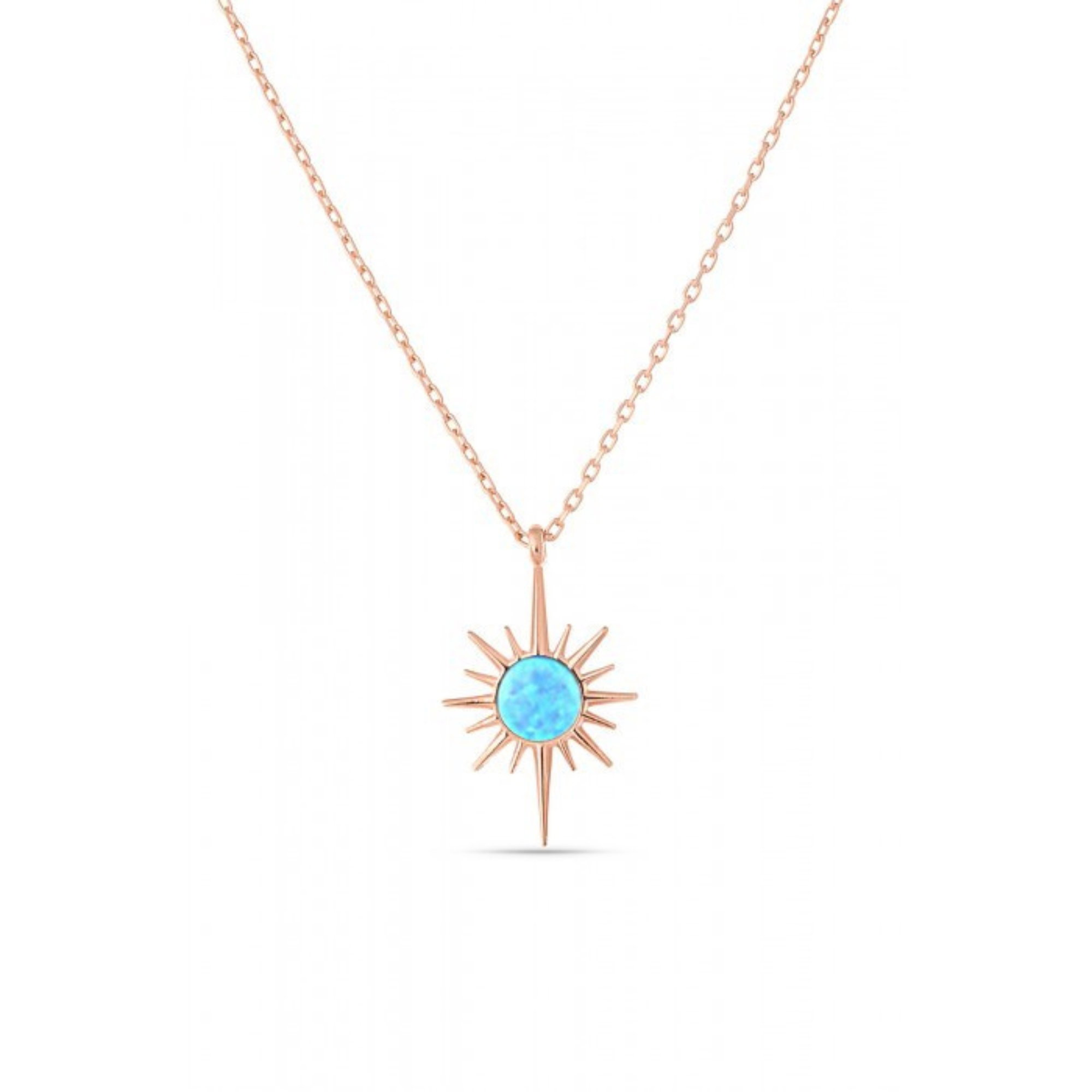 Gold Blue Opal Northernstar Sterling Silver Pendant Necklace, Image 1 of 2