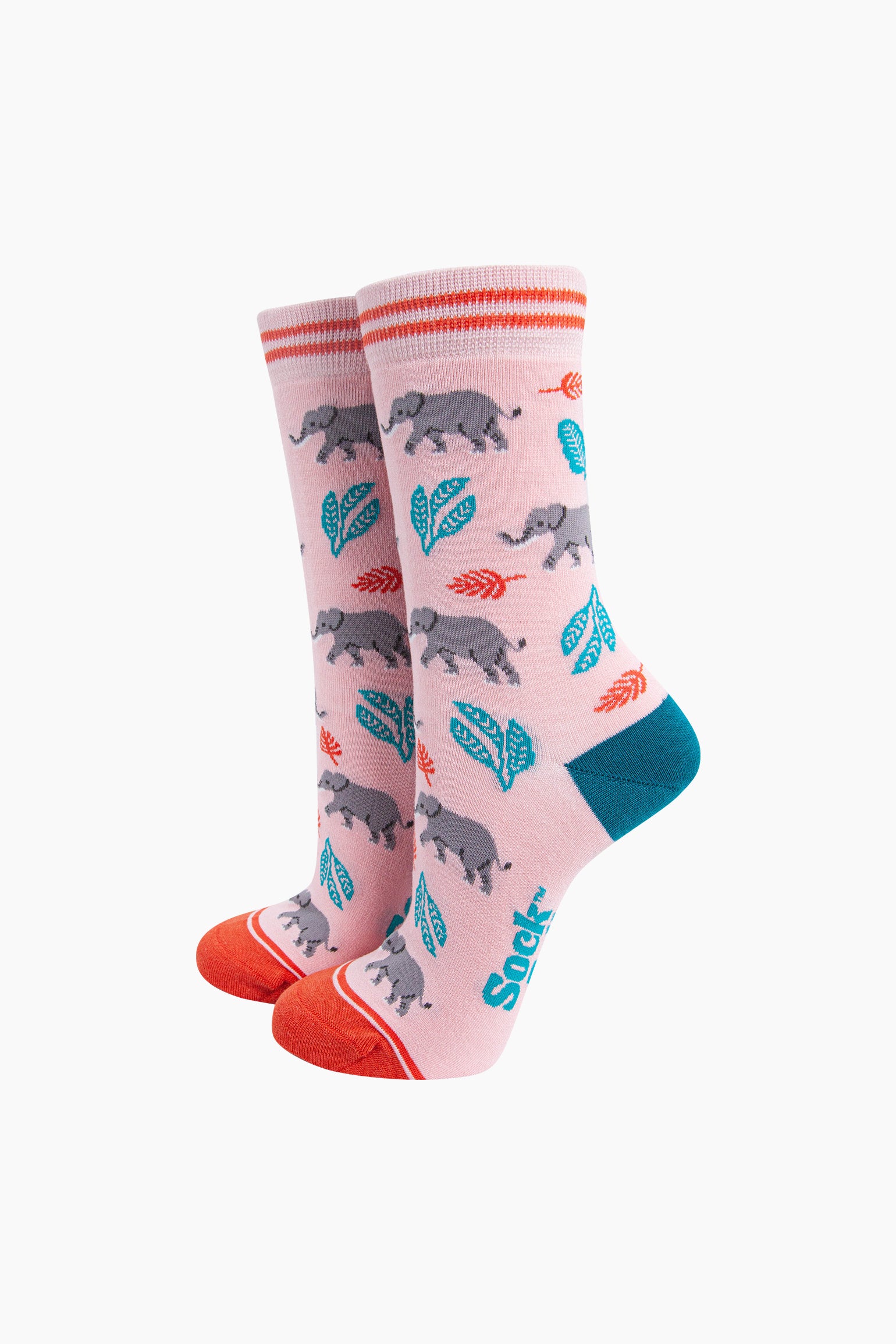 Multi Elephants & Flamingos Bamboo Socks Gift Set, Image 2 of 4