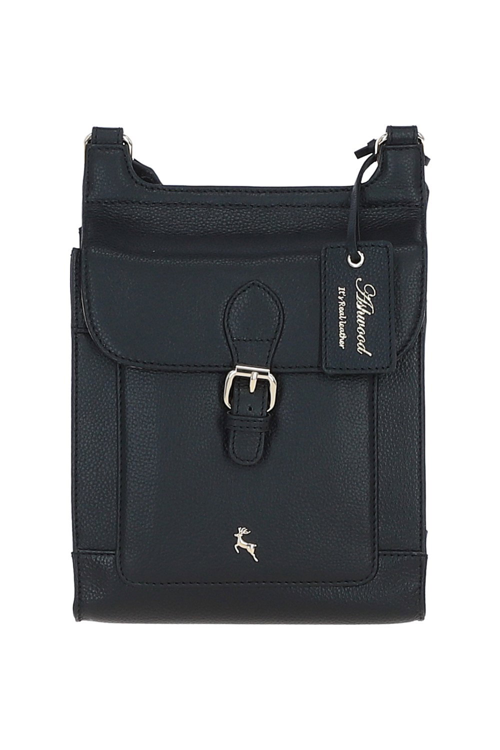Black 'Eclisse Cuoio' Real Leather Crossbody Bag, Image 1 of 4