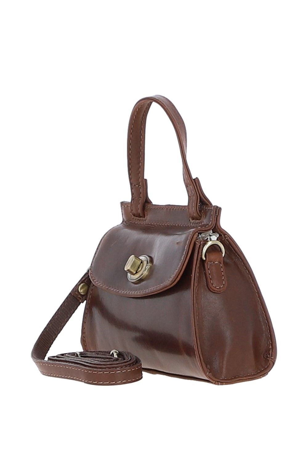 Brown Small Real Leather Grab Bag, Image 2 of 4