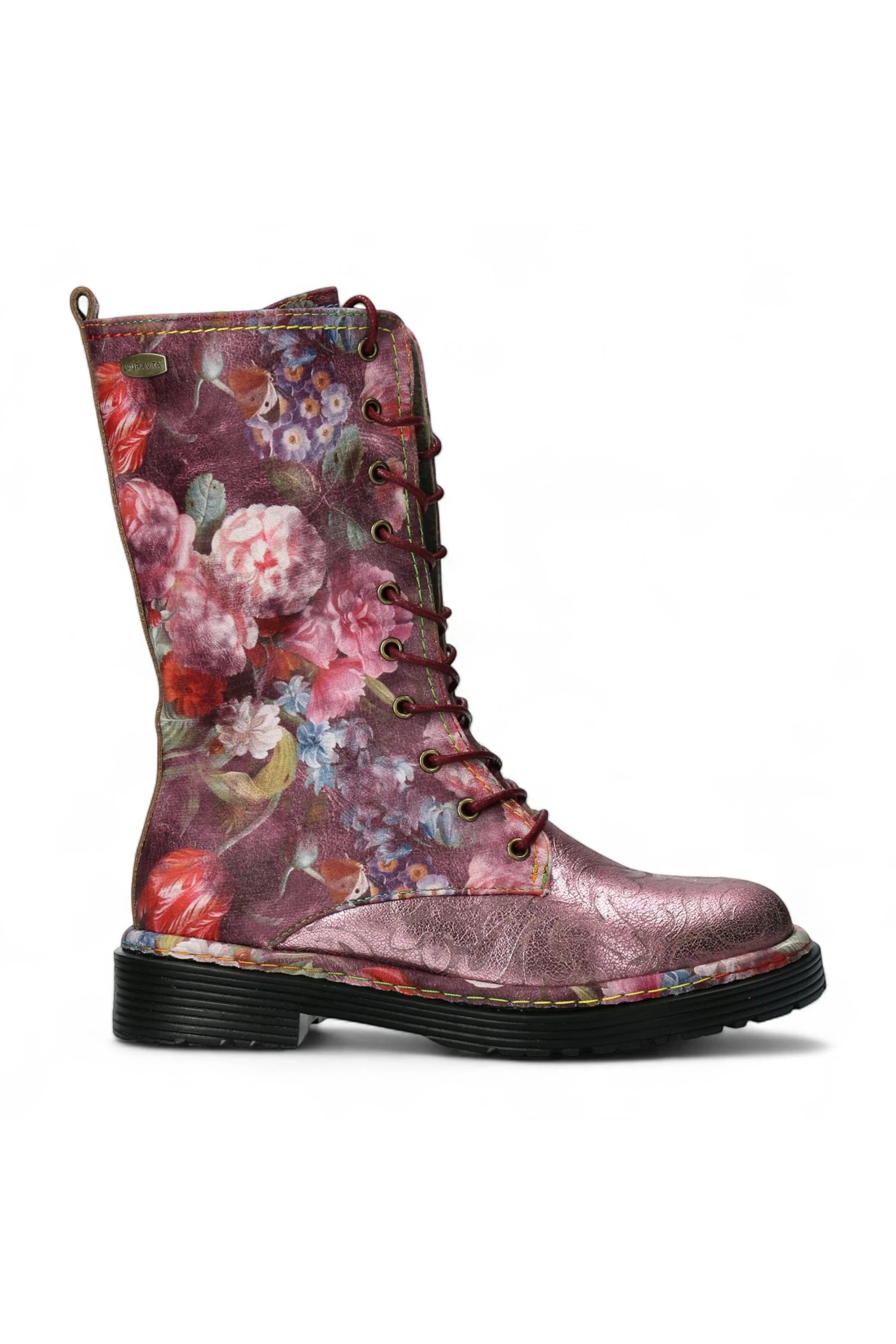 Red Womens Leather Gothic High Boots -INCASO, Image 1 of 7