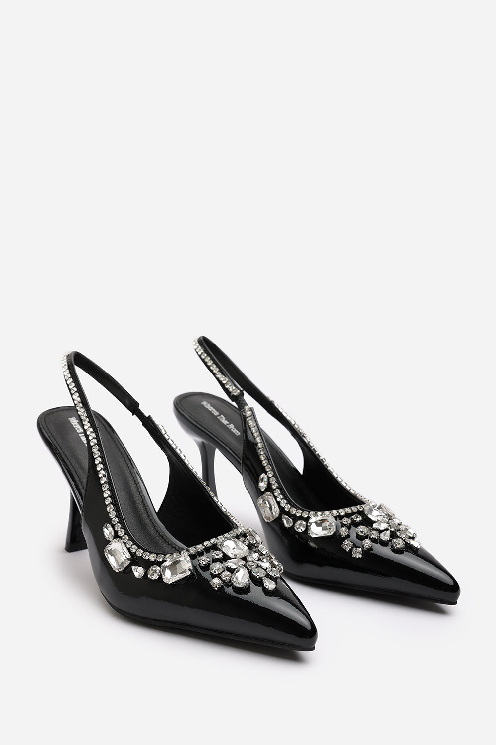 Black 'Karen' Patent Slingback Mid Heel, Image 4 of 6