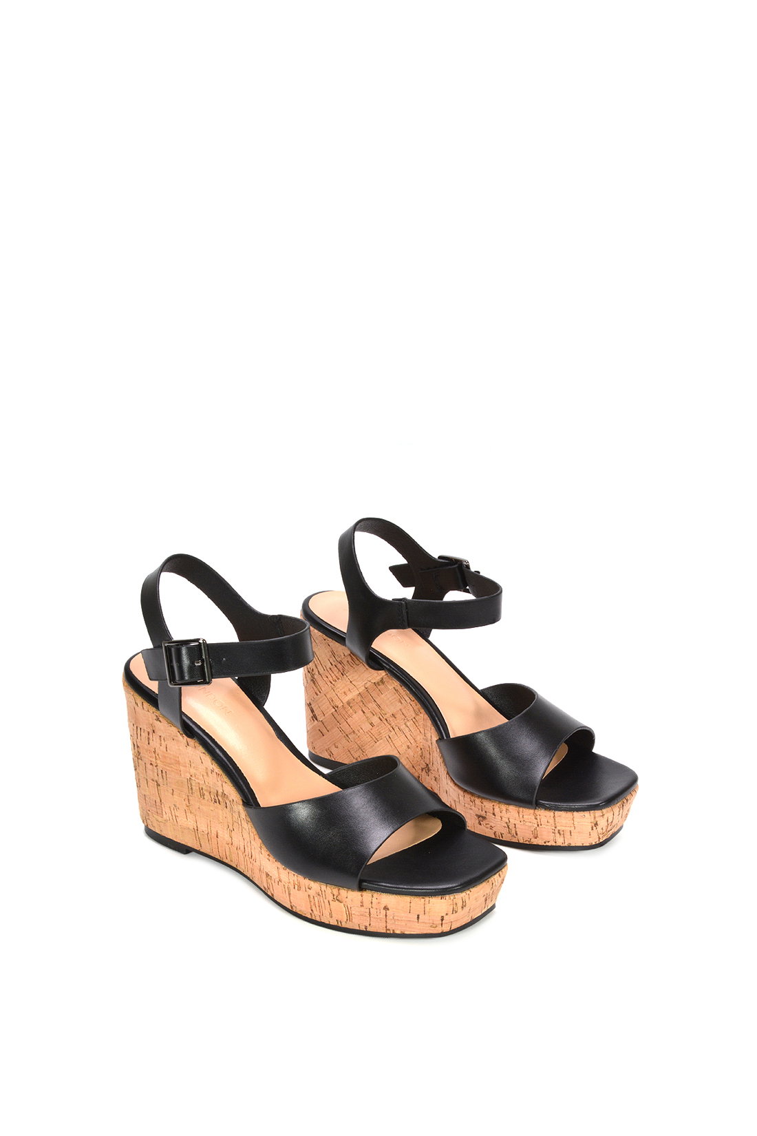 Black 'Seraphina' Cork Platform Wedge Heel Sandals With Ankle Strap, Image 5 of 6