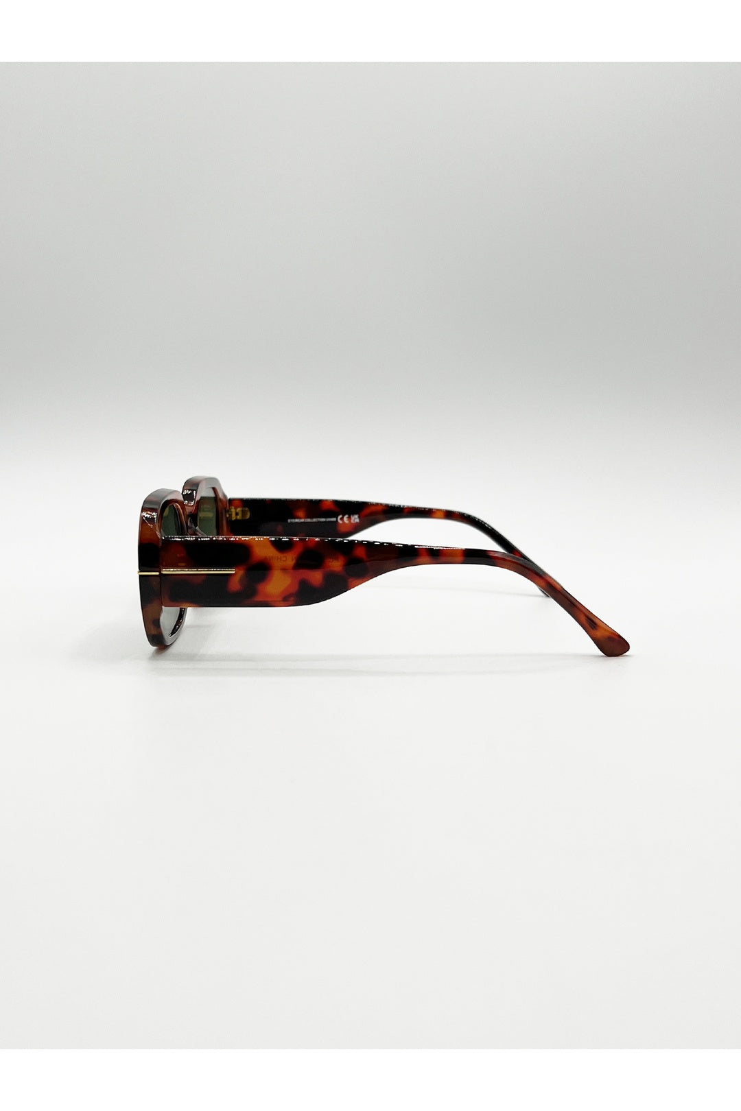 Brown SVNX Brown Oval Sunglasses with Wide Arm, Image 3 of 6