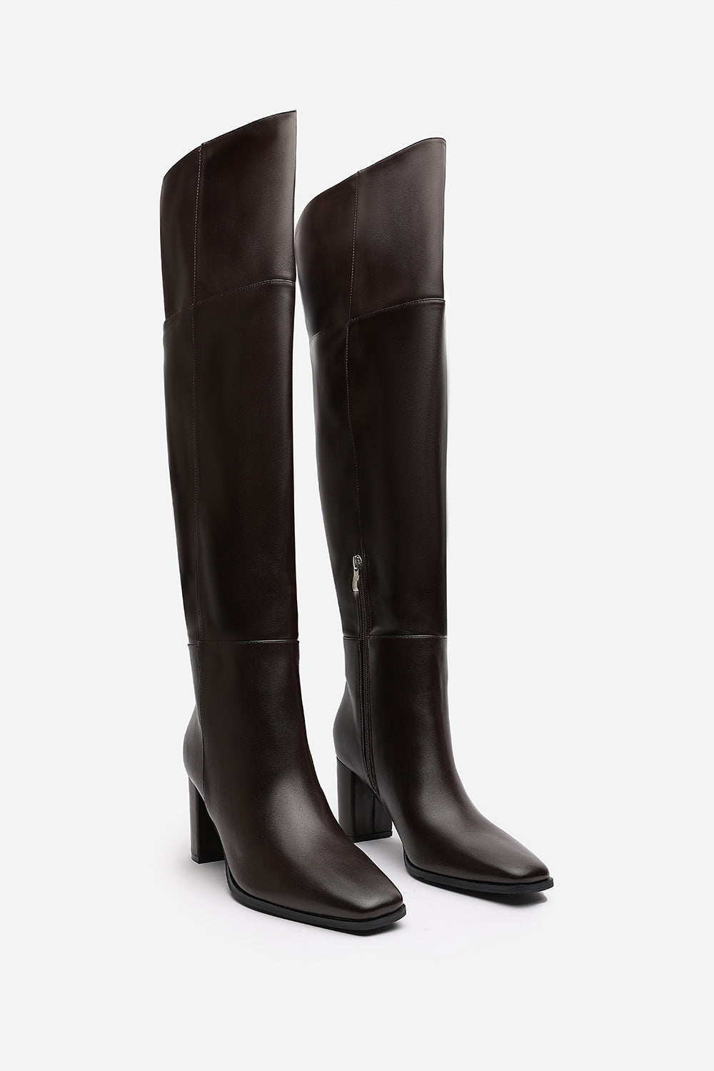 Dark Brown 'Matilda' Over the Knee Heeled Boots, Image 3 of 6