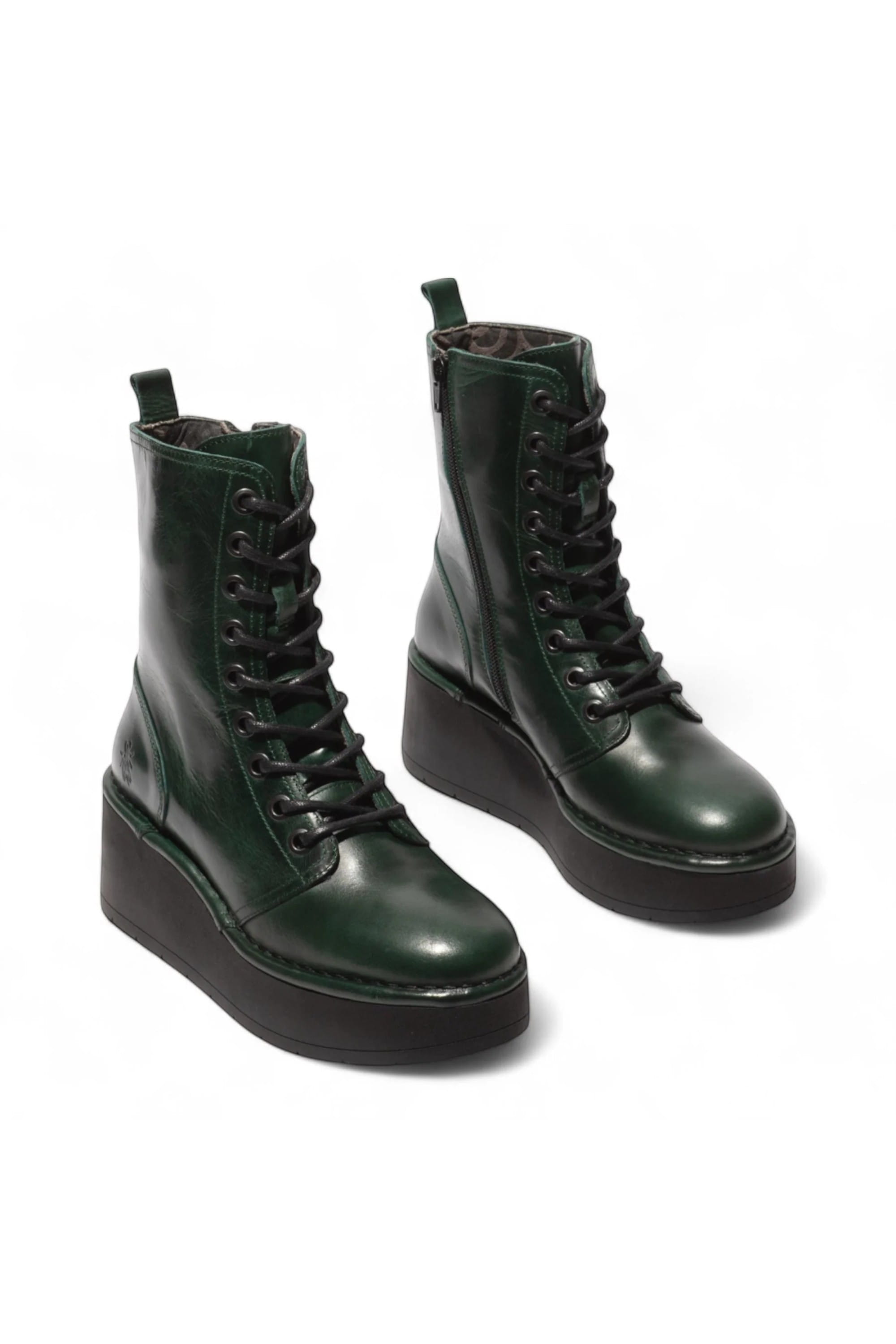 Dark Green Womens Soft Platform Ankle Boots-HAIT273, Image 2 of 5