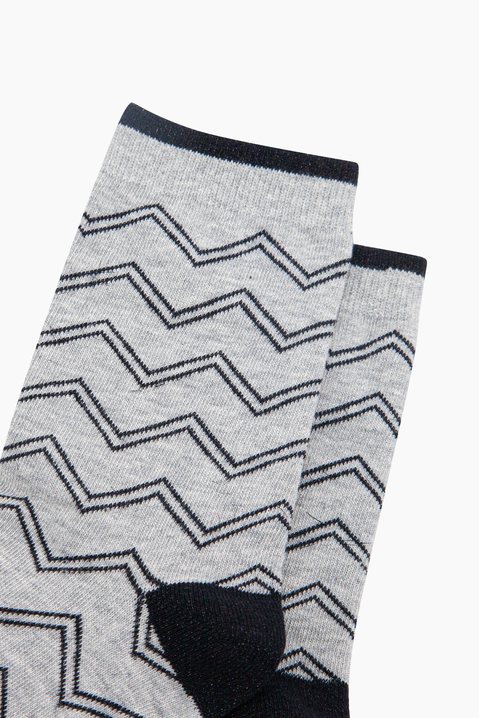 Grey Zig-Zag Combed Cotton Glitter Socks, Image 2 of 4
