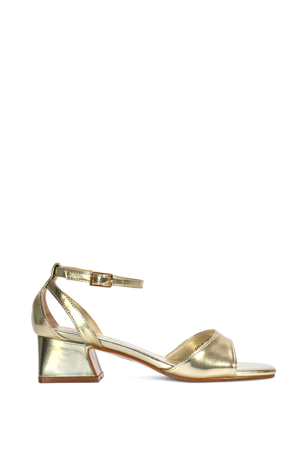 Black 'Hayley' Ankle Strap Block Low Heel Sandals With Cut Out