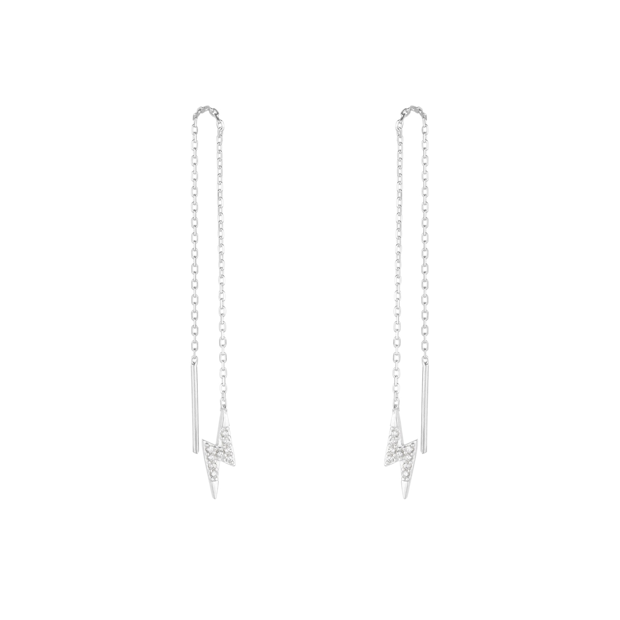 Silver Spero Silver Lightning Bolt Sterling Silver Chain Drop Earring - Pair, Image 1 of 1