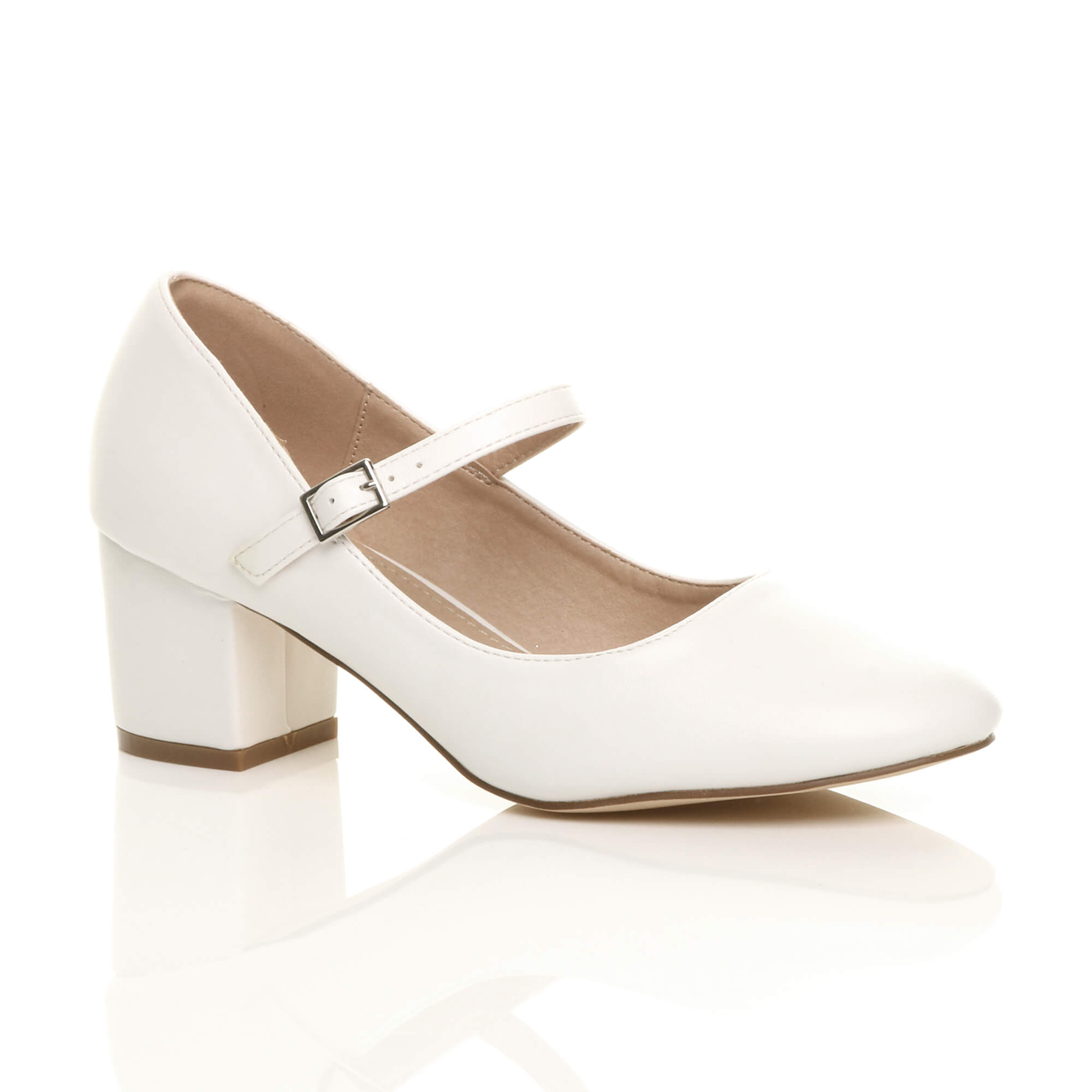 Black Mid Block Heel Mary Jane Court Shoes