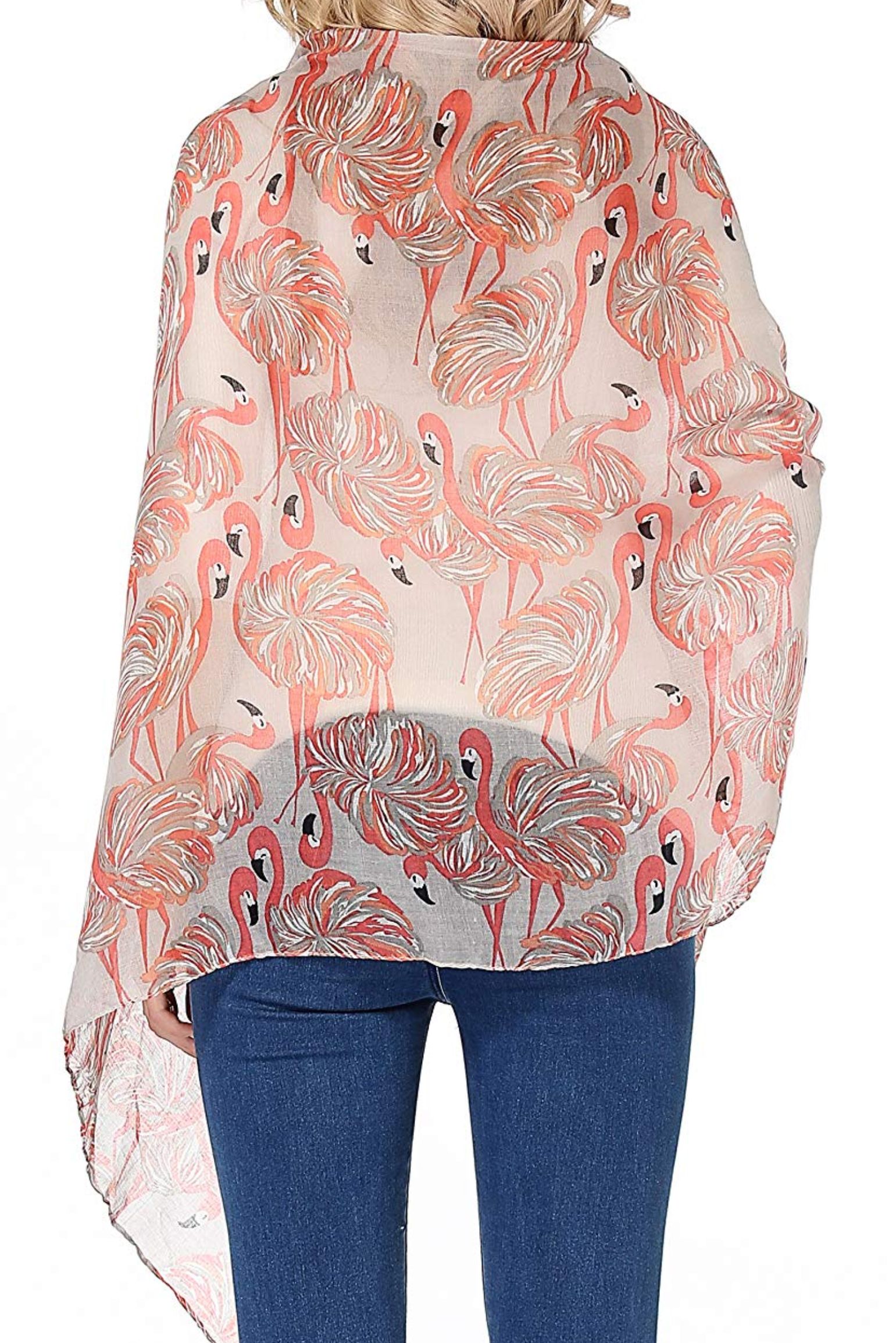 Pink Flamingo Pom Pom Trim Scarf, Image 3 of 3