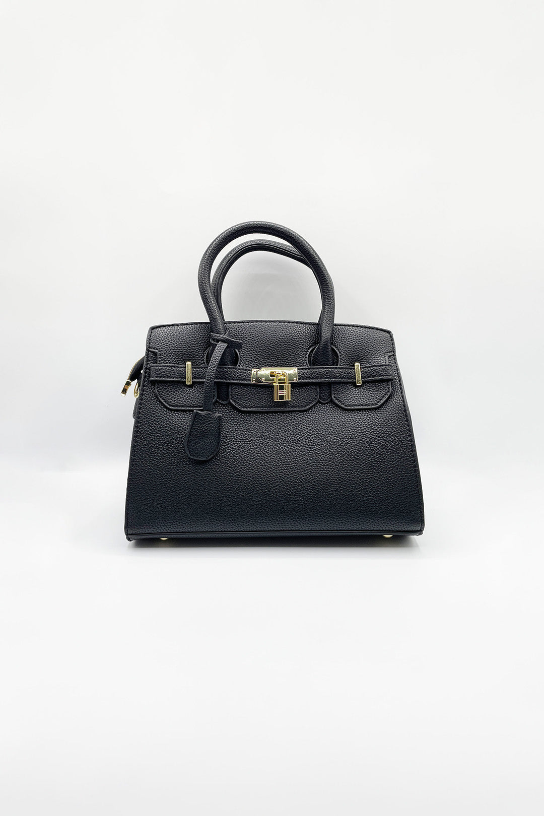 Black Top Handle Satchel Handbag, Image 3 of 5