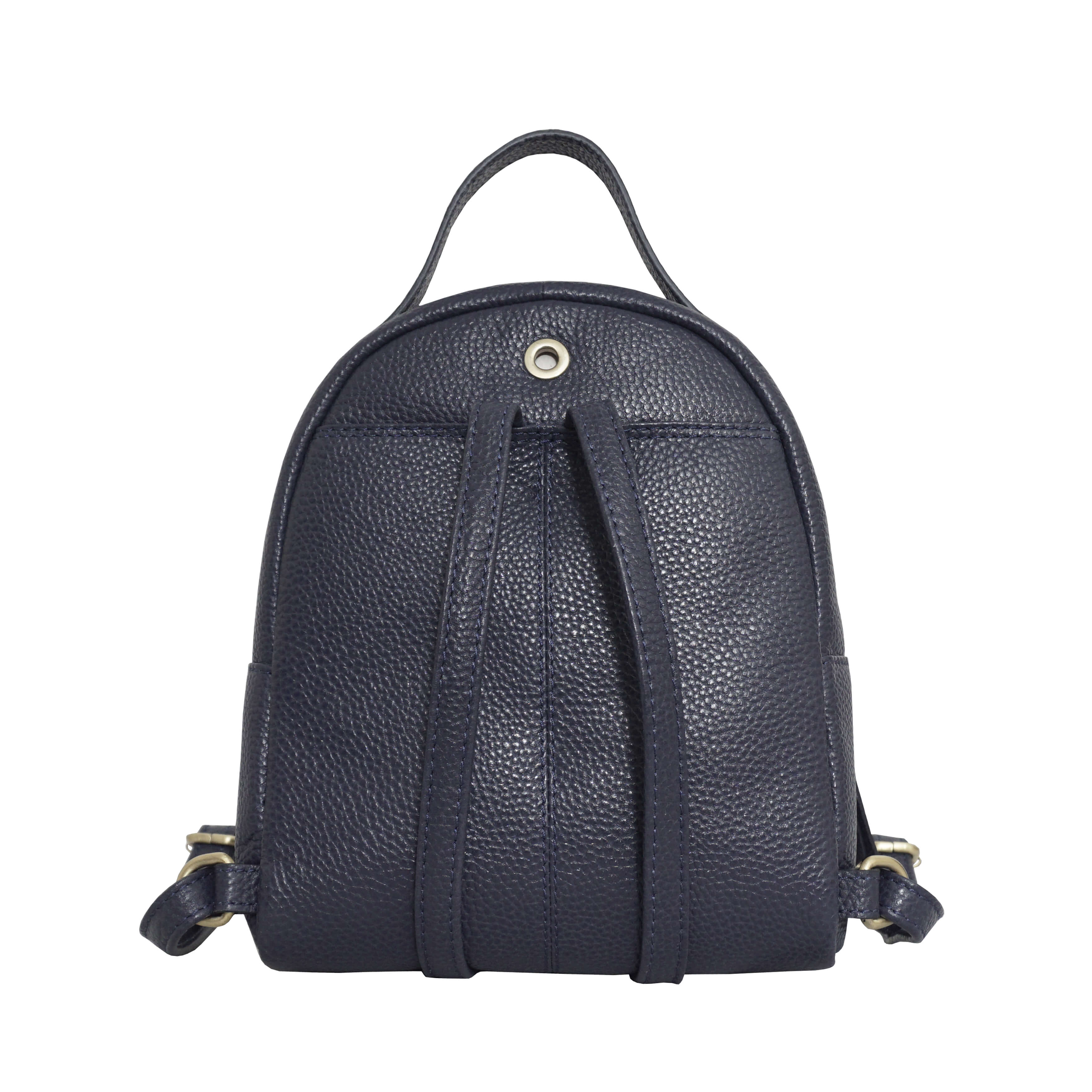 Navy 'BETTY' Zip Top Mini Pebble Grain Leather Backpack, Image 4 of 6